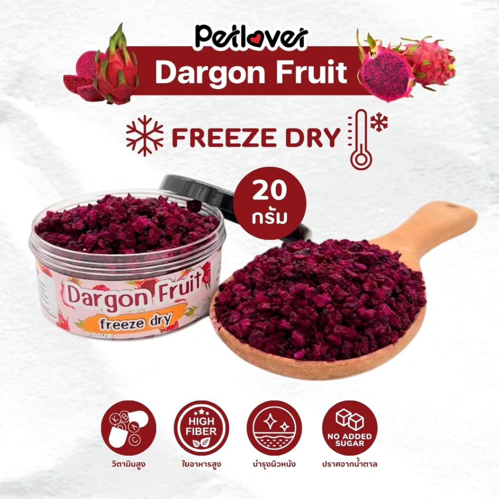 5 เหตุผลที่คุณควรเลือกซื้อ "Dargon Fruit แก้วมังกร ฟรีซดราย ไร้น้ำตาล ไร้เกลือ อาหารนกแก้ว และสัตว์ฟันแทะทุกชนิด (กระปุก 20G)" (อัปเดท 2025)